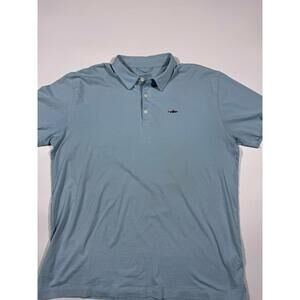 Patagonia Men XL Light Blue Polo Trout Shirt Organic Cotton Short Sleeve Logo